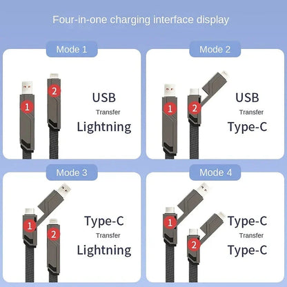 1+1 Gratis - Cable de carga 4 en 1 con velcro